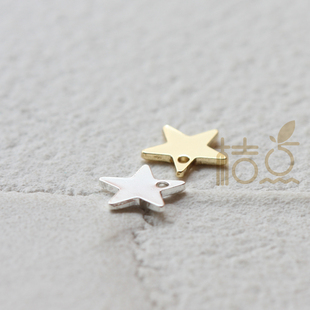 3930C DIY饰品铜配件7.8 0.8mm镀厚金银星星五角星吊坠几何图形