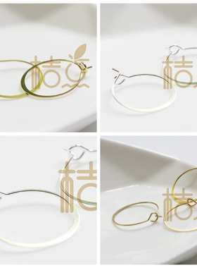 DIY饰品黄铜配件20mm手工压扁 圆形耳圈 耳饰耳环配件 (4298C)