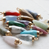 DIY饰品配件半宝石 G443 包边吊坠 刻面水滴异形锥形