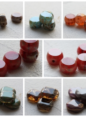 捷克玻璃火烧珠进口珠古色古珠椭圆不定形手工制作(CZH1)