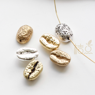 DIY饰品黄铜配件13.5*9.5mm镀厚银镀厚金古色封釉咖啡豆(4882C)