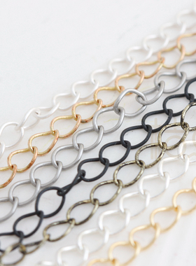 优质电镀铜链16K金.镀银.古青铜.无光.延长链.多色5x4mm(160SB)