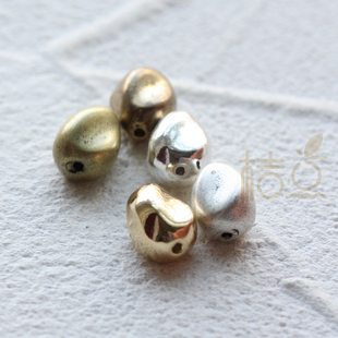 DIY饰品黄铜配件8*6mm镀厚银镀厚金 隔珠 纽珠 配珠(4725C)