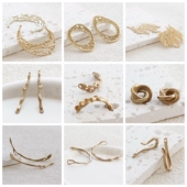 DIY饰品黄铜配件几何图形花树叶异形镀金银古色自然挂件 4907C