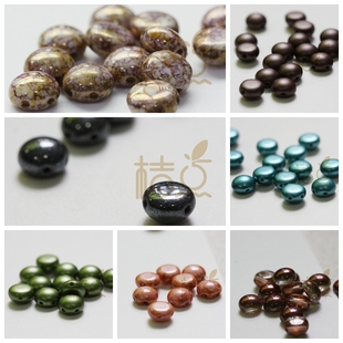 8mm捷克双孔圆形平底玻璃珠半圆进口串珠散珠(Candy-1)