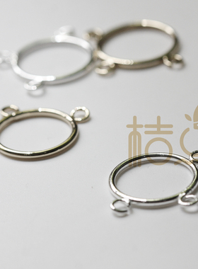 DIY饰品黄铜配件15mm几何图形圆圈3吊设计感简约吊坠(4516C)