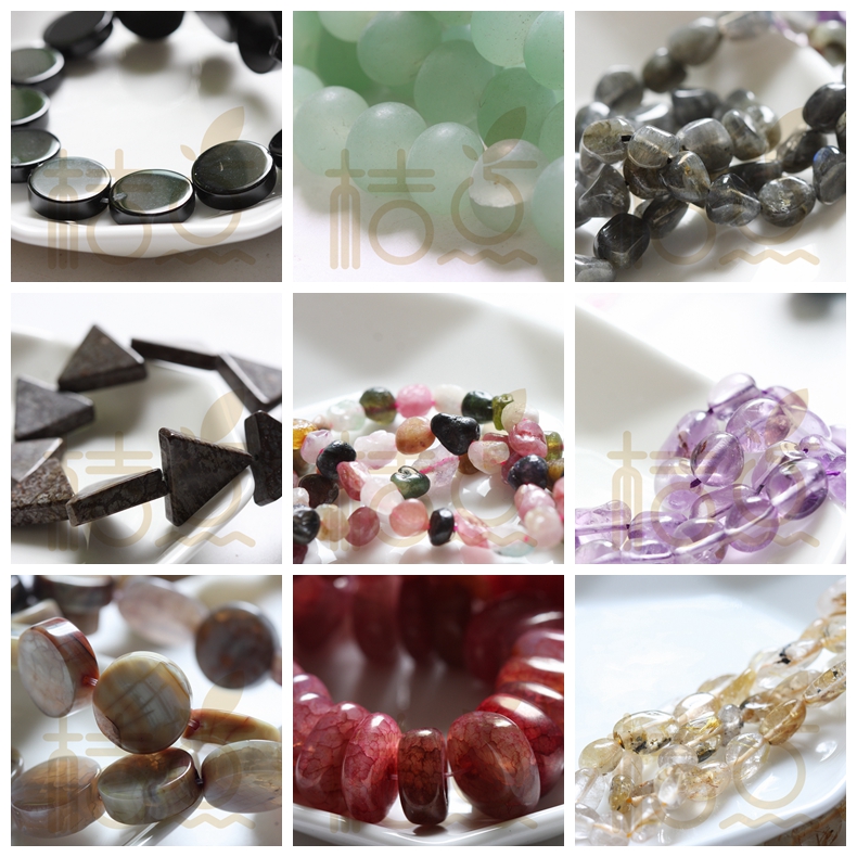 diy半宝石磨砂吊坠项链车轮珠