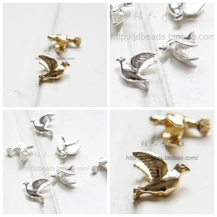 11mm立体小鸟 4635Z 隔珠吊坠 耳环 复古 DIY配件铜质饰品13