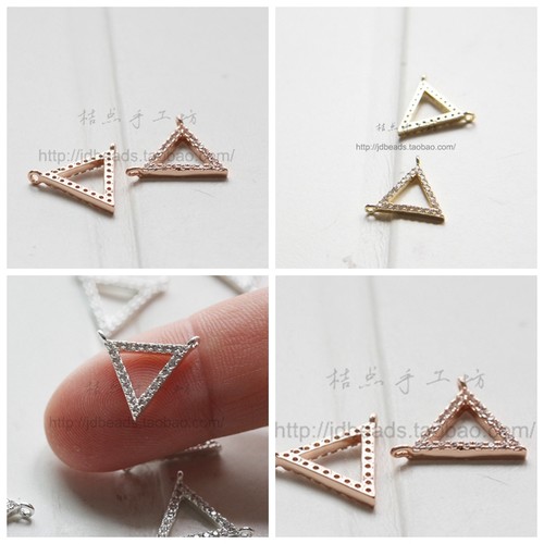 diy饰品微镶几何吊坠锁骨链