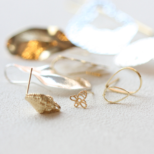 DIY饰品铜配件镀厚金银几何图形耳钉耳饰耳环欧美流行(4598C)