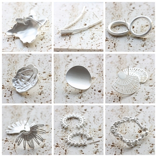 DIY饰品铸造铜配件镀无光银925银针不规则异形耳钉 MATT