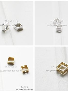 DIY饰品黄铜原坯.配件6*6mm四方隔珠.珠框.首饰.散珠(1896C)