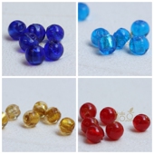 琉璃珠 G329 配珠 银箔 DIY饰品配件 手工玻璃珠8mm 圆珠 混彩