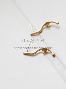 DIY饰品配件优质镀哑光金24*8mm珍珠底托耳钉(3148C)