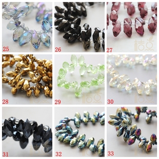 G39B DIY散珠国产水晶刻面水滴 闪耳环配饰 12mm瓷色实色透明