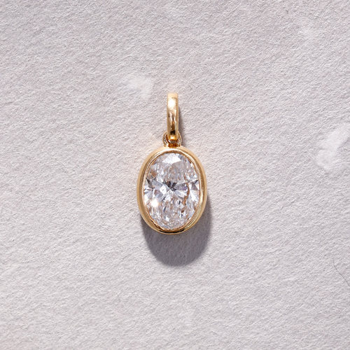 【培育钻石】18K金1克拉椭圆形钻石项链小金蛋钻石吊坠彩金项链