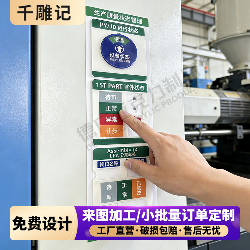 工厂车间生产状态管理看板牌工业设备运行状态首件检查标识指示牌