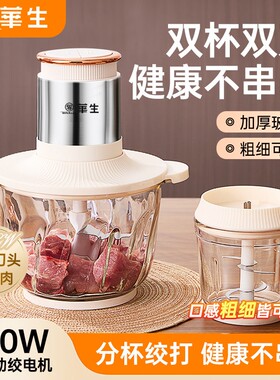 华生绞肉机家用搅碎双杯双刀绞肉