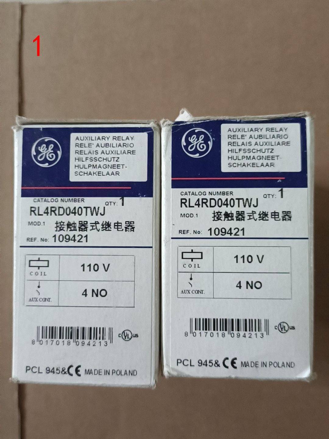 GE接触器 RL4RD040TWJ DC110V共2只