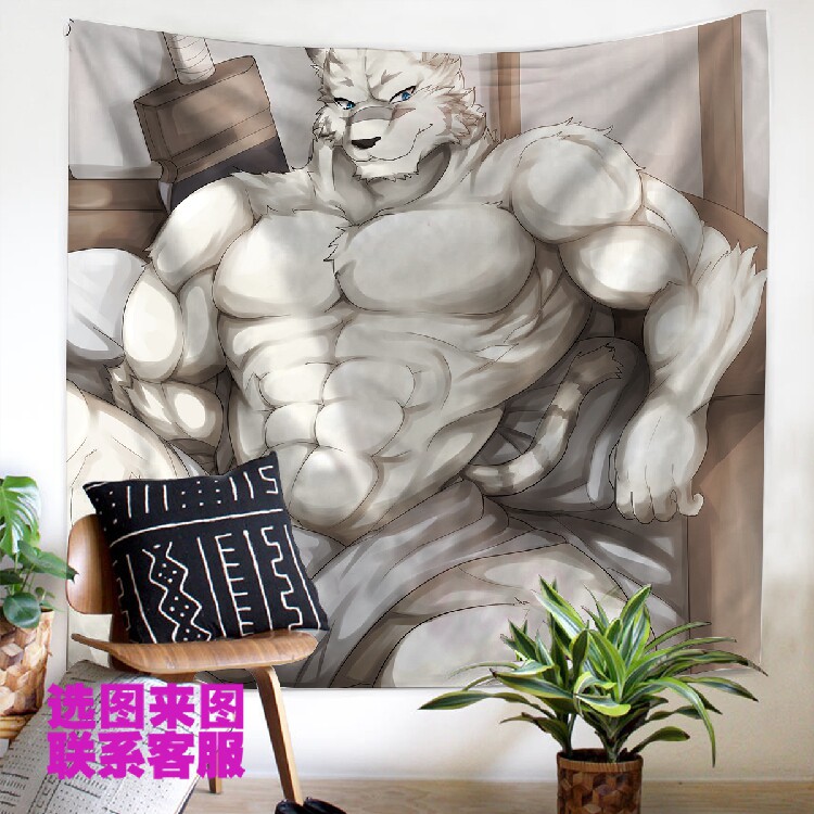 包邮定制做furry从零开始的魔法书佣兵兽人向壁挂毯沙滩巾海报画