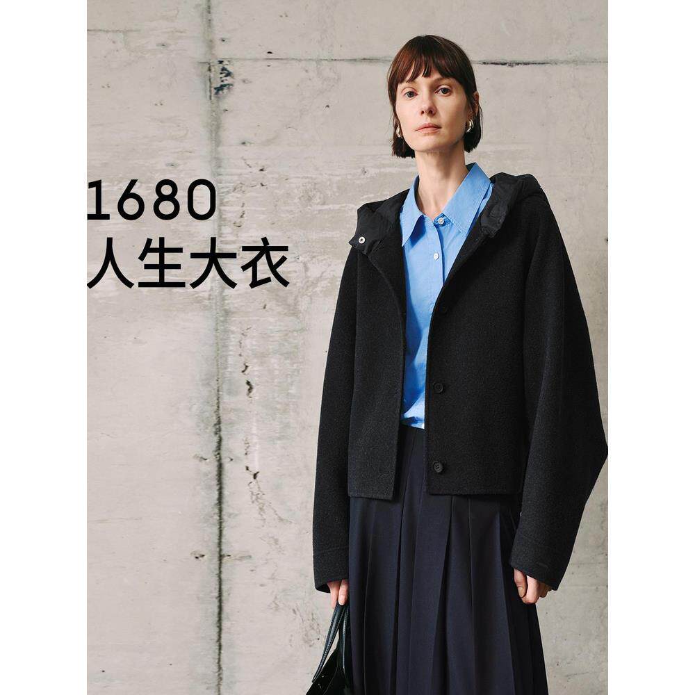 【人生大衣】MM麦檬羊绒羊毛连帽短款毛呢外套商场同款25秋冬新款
