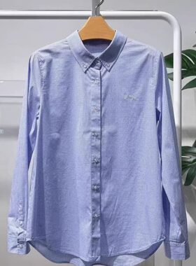 小麦檬2026春新款时尚百搭浅蓝格子休闲长袖衬衫4H2120561