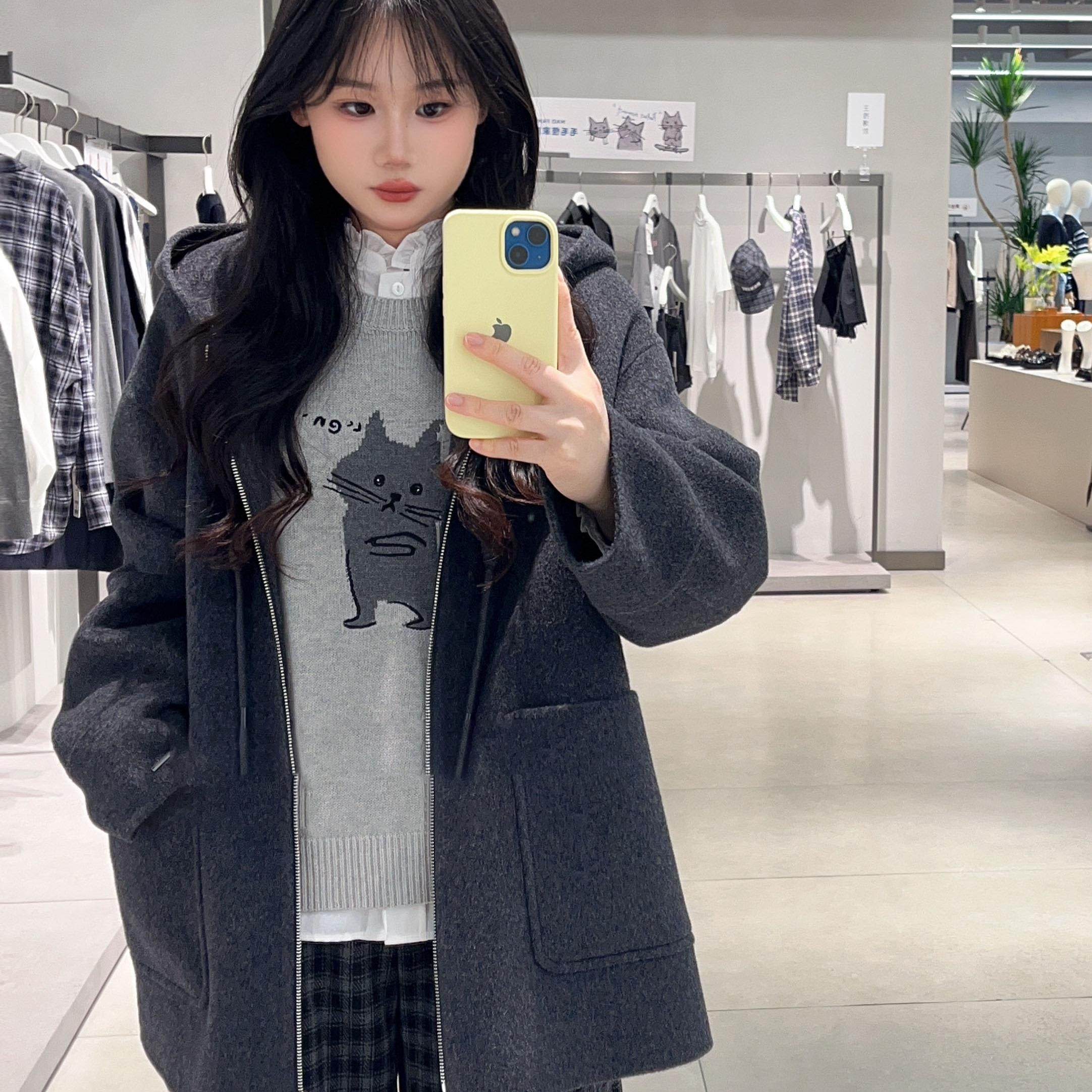 商场同款MM麦檬2025秋冬季新款毛呢大衣呢子外套中长款4GA171531