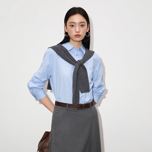 【商场同款】伊芙丽2026春季新款百搭长袖条纹衬衫上衣1G8321351