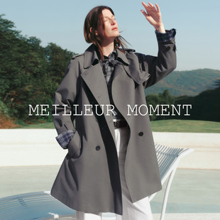 MM麦檬英伦风 松弛感拉满藏青风衣长商场同款26春新5H2160031