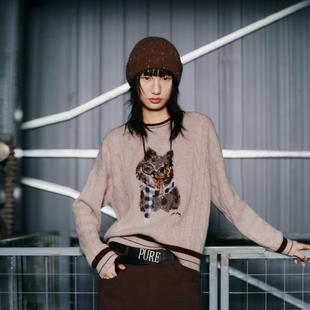 商场同款 秋冬印花毛衫 4GB133571 Moment 毛毛怪系列小麦檬Pure