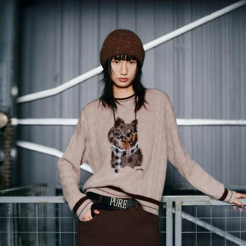 毛毛怪系列小麦檬Pure:Moment:秋冬印花毛衫商场同款4GB133571