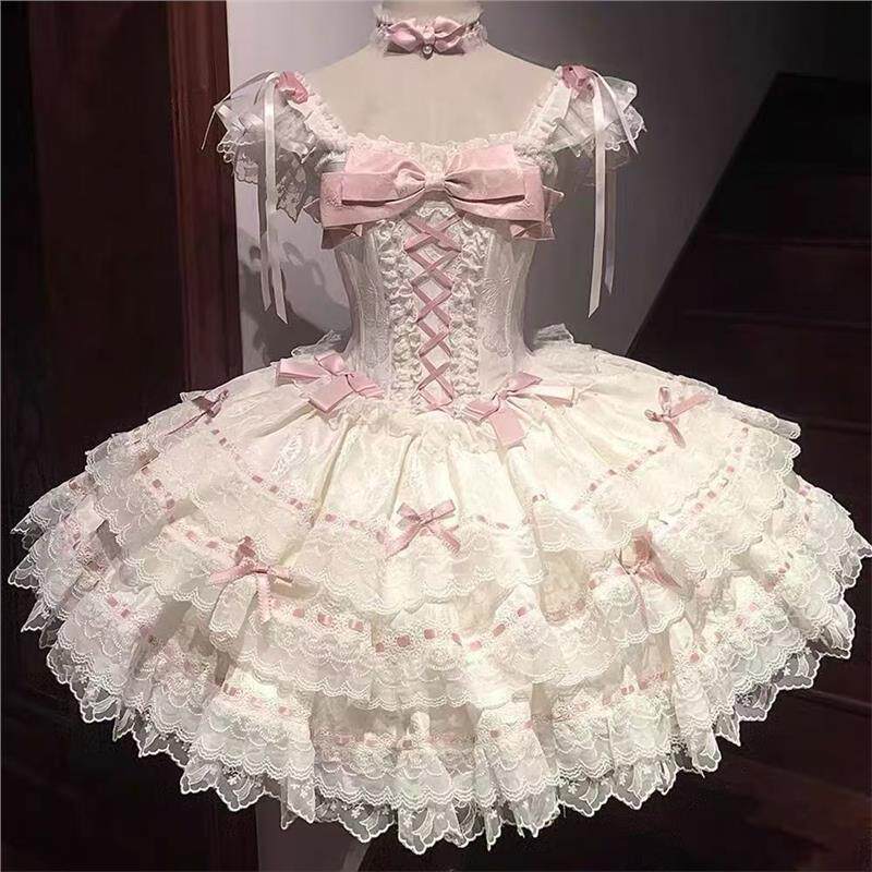 花屿蝶Lolita裙子晚礼服高端芭蕾风升学生日成人礼甜美蛋糕公主裙