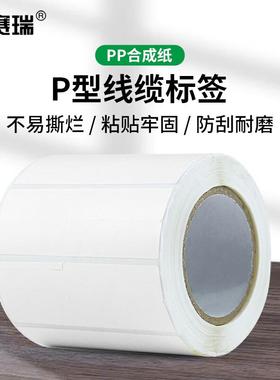安赛瑞线缆标签PP合成纸网线P型不干胶贴白26x40+44mm500张EA2003