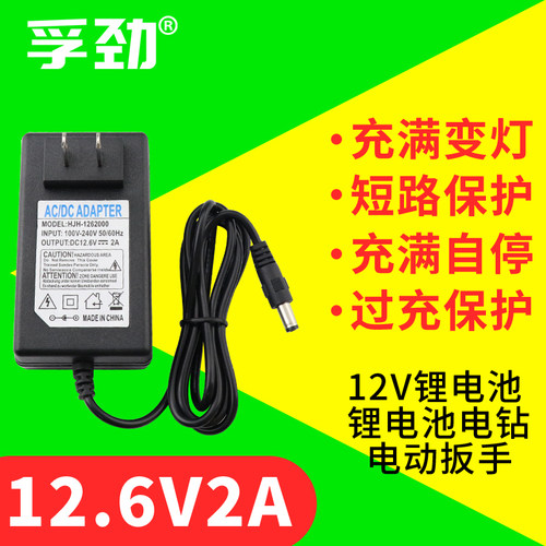 锂电池12v充电器聚合物11.1vDC5.5公头1A2A3A4A5A极速快充