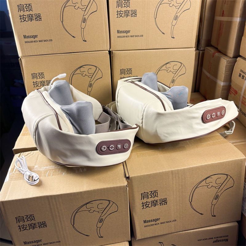 跨境斜方肌热敷按摩器按摩肩颈电动揉捏多功能背部肩部脖颈按摩仪