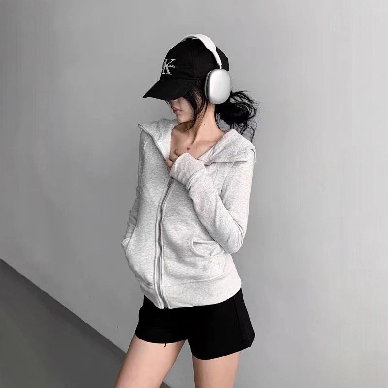 修身卫衣外套女款收腰开衫秋季2026连帽新款穿搭上衣运动女装短款