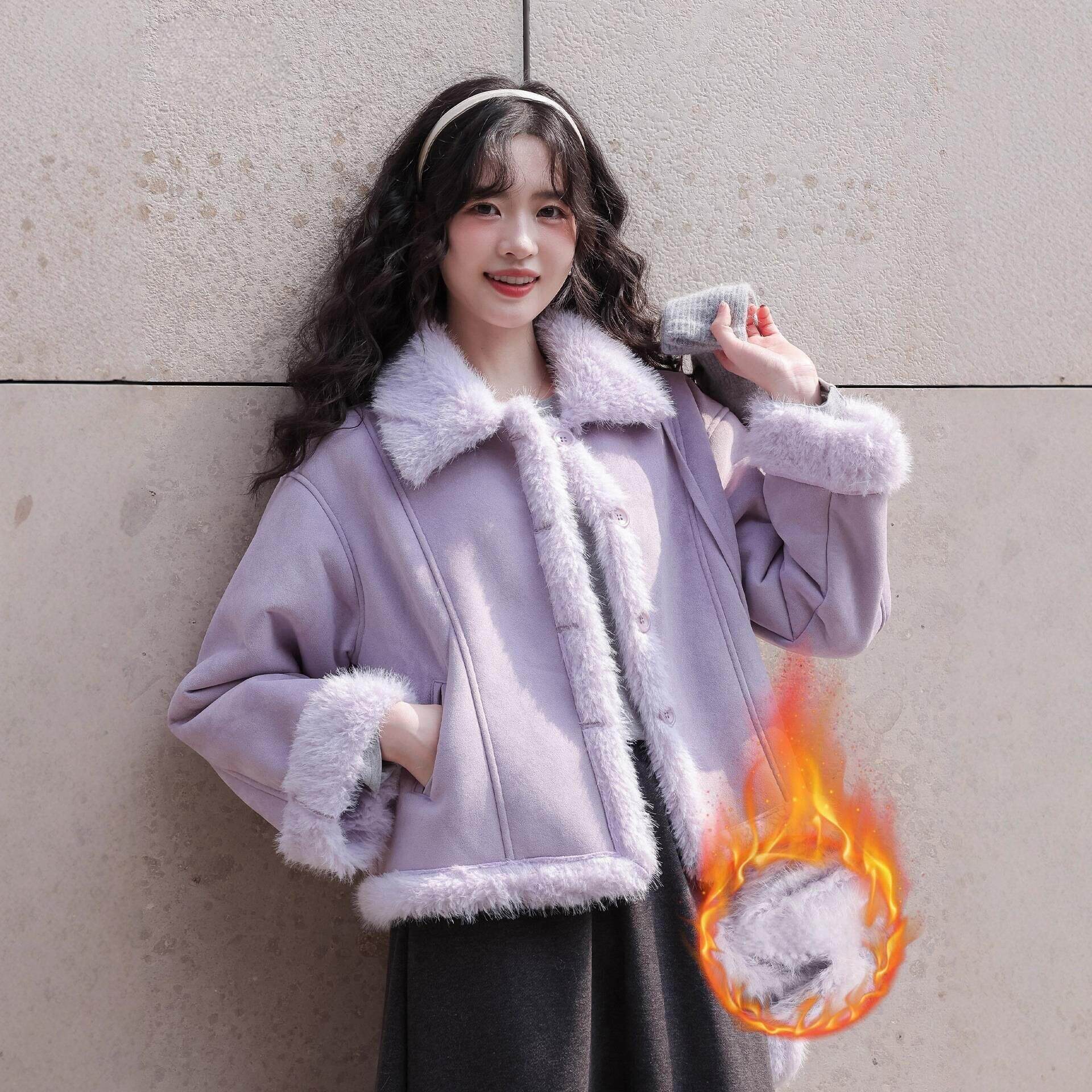 高端法式仿水貂毛绒外套女2025冬季新款加厚保暖皮毛一体夹克上衣