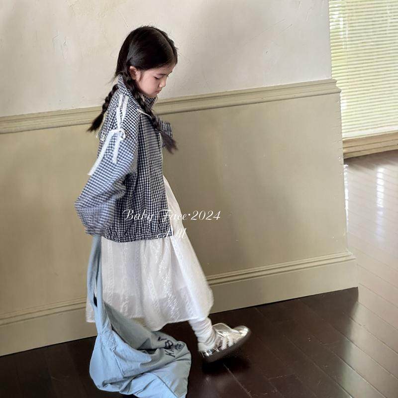 milakoko童装2026春款女童洋气蝴蝶结格子休闲外套儿童夹克衫外衣