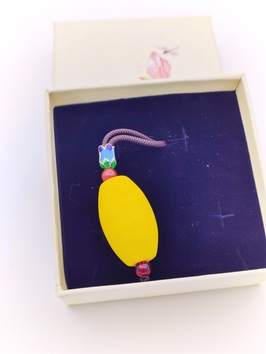 淄博博山纯手工鸡油黄琉璃转运珠色如鸡油玉化度好福禄双全