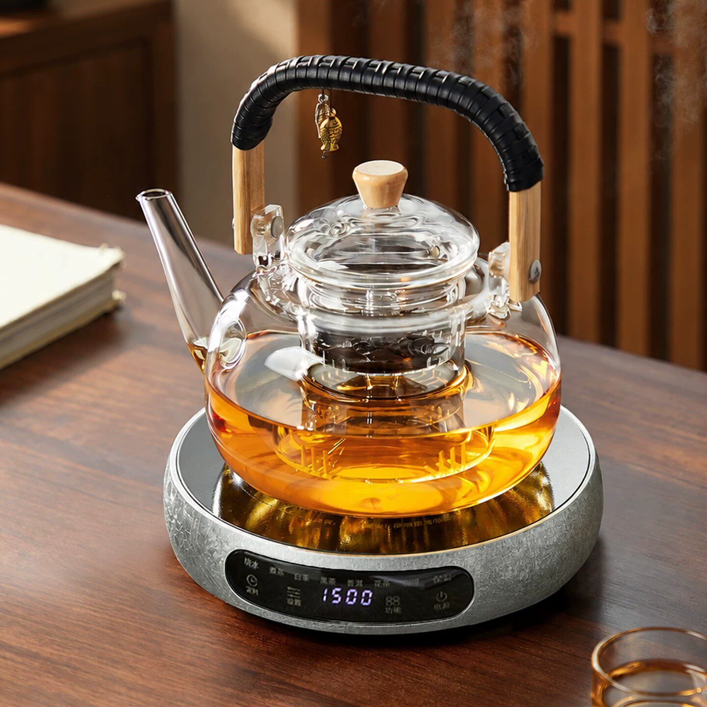日本进口电陶炉煮茶壶家用煮茶炉玻璃烧水壶煮茶具耐高温煮茶套装