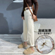 女高腰显瘦小脚休闲哈伦萝卜裤 米杏色加绒加厚牛仔裤 新款 欧货冬季