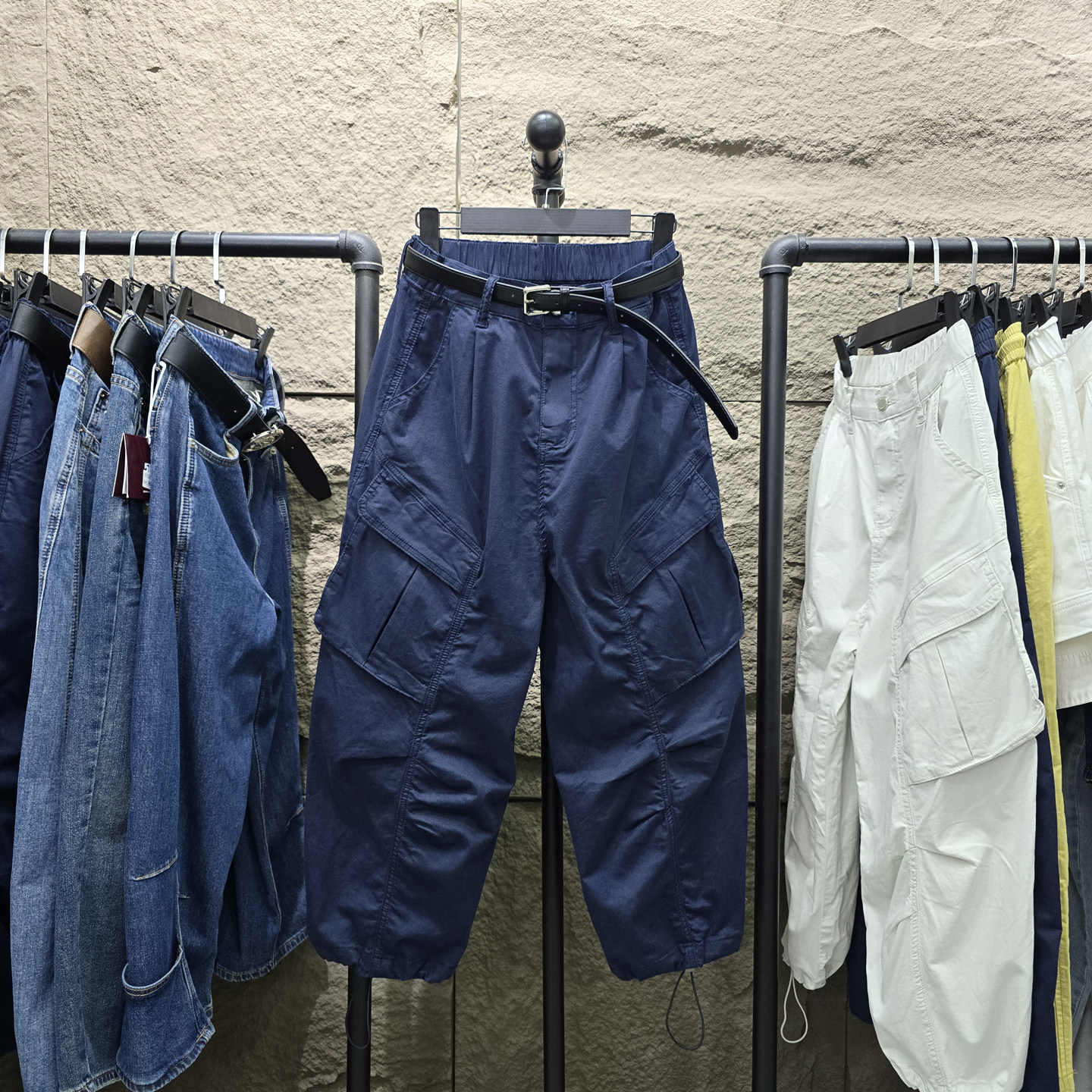 2025夏季薄款工装裤女藏青色高腰宽松大码八九分小个子休闲直筒裤