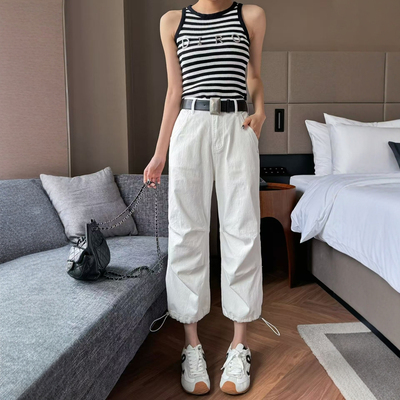 2025夏季薄款白色牛仔工装裤女