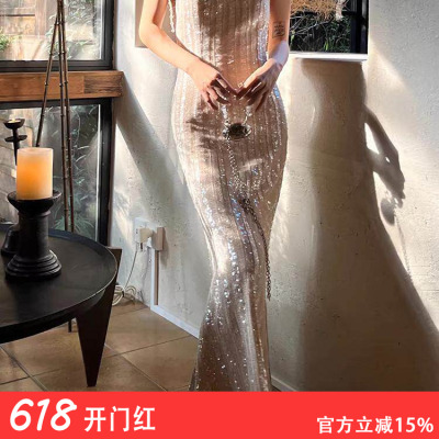 大码女装法式高级感吊带礼服裙