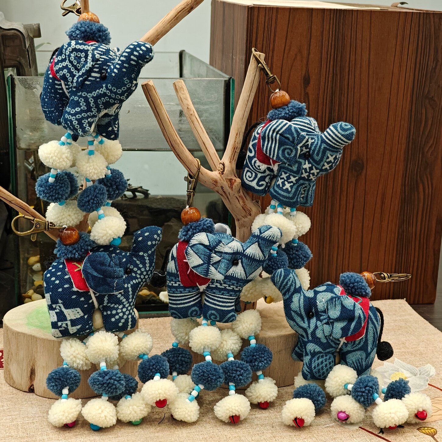 泰国手工布艺大象包挂钥匙扣伴手