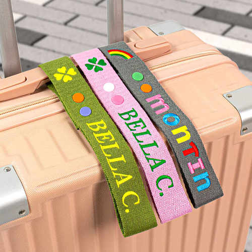 双色扣刺绣款旅行箱姓名条挂件