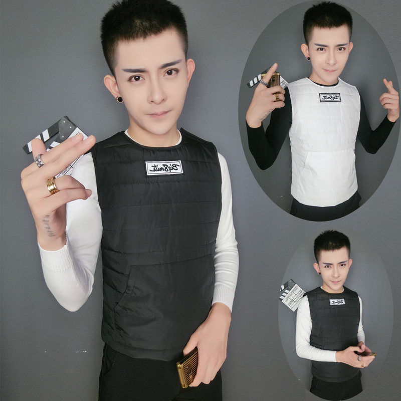 马甲男吃鸡二级甲防弹背心修身无袖坎肩羽绒棉衣白鹤大人同款马夹