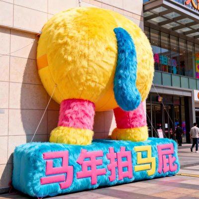 创意户外拍马屁气模定制卡通道具
