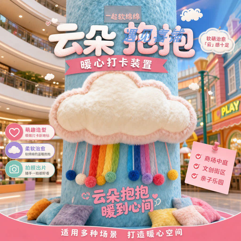 商场中庭文创街亲子乐园包柱美陈