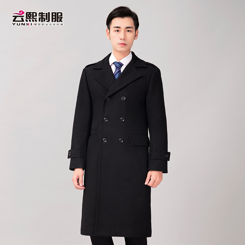 冬装男士毛呢子大衣中长款工作装酒店迎宾销售工作服职业装正装